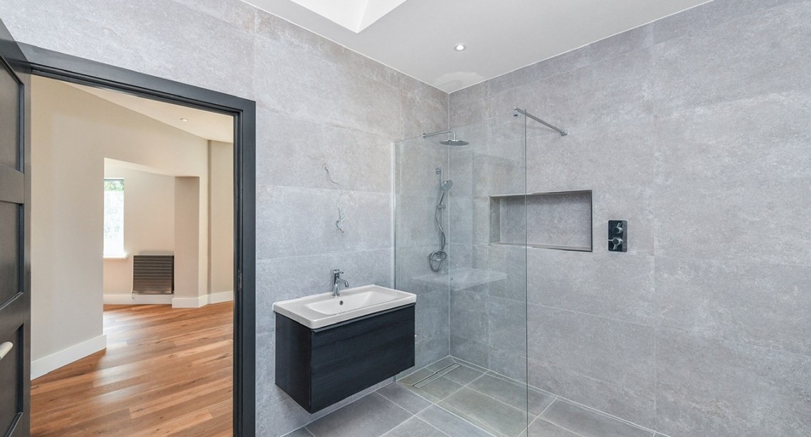 Bathroom design, tiles & flooring completely chosen by the purchasers 
